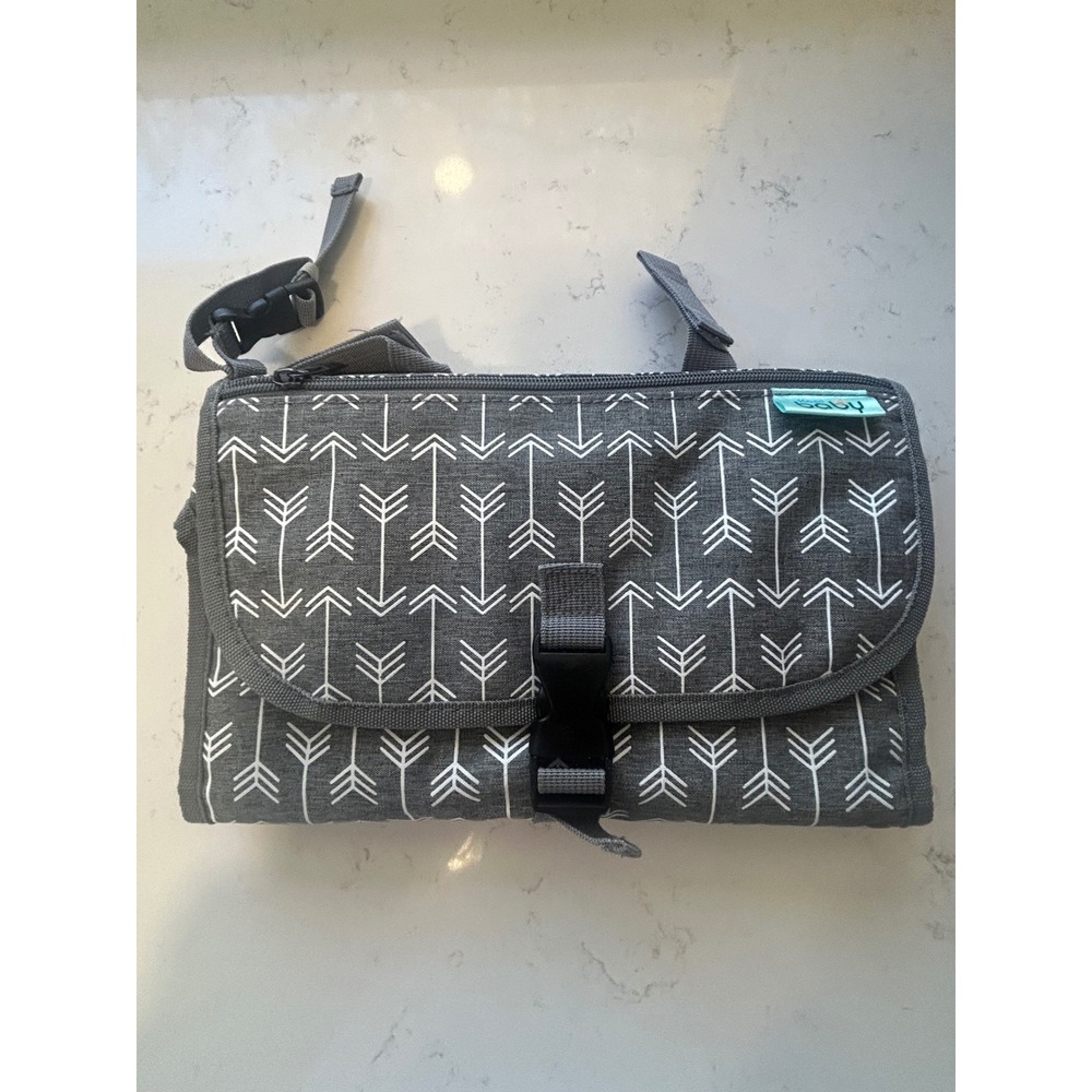 Kopi Baby Diaper Changing‎ Station Clutch Bag Gray White Arrow Print Portable